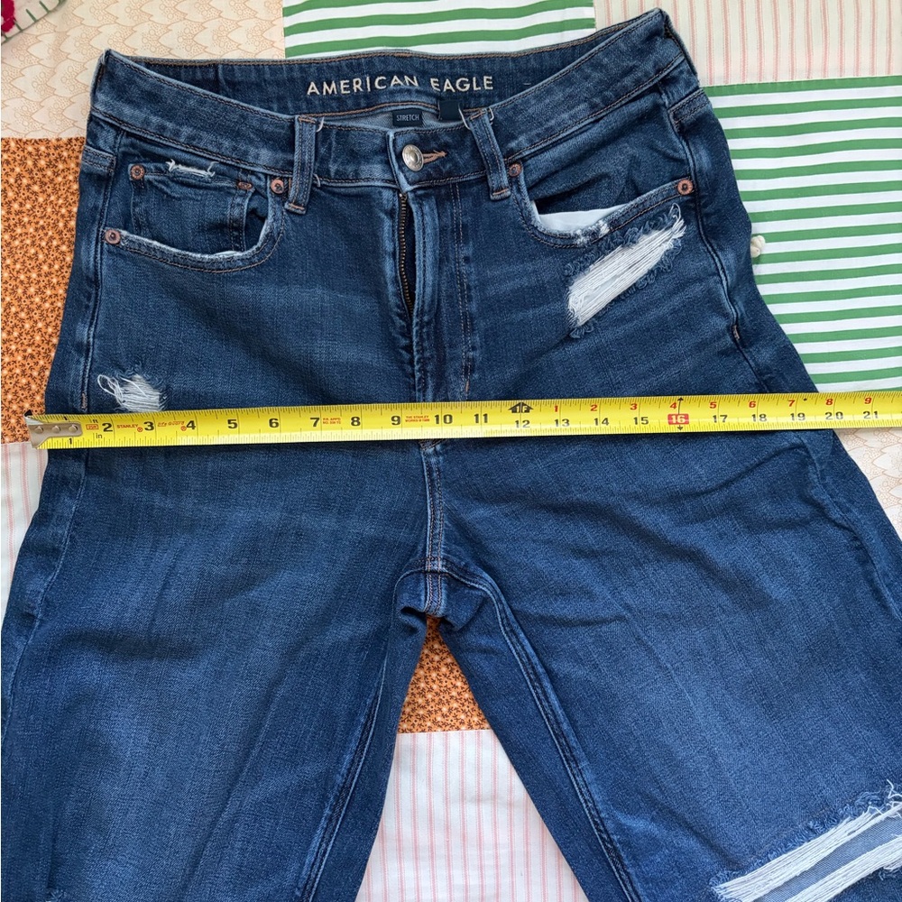 American Eagle Destroyed Super High Rise Baggy Wide Leg Jeans Short* - Picture 5 of 11